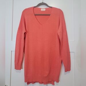 Dreamers Oversized Coral V Neck Sweater Size Medium/Large Soft Comfy